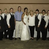 Bride with Wait Staff: Photo Credit: Jeff Wegge