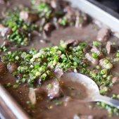 Buffet Style Beef Stroganoff Close Up: Photo Credit: Donae Cotton Photography